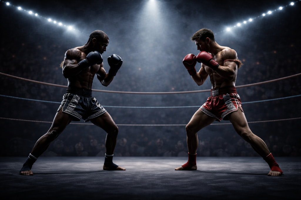 Fight Night - Two fighters in combat stance